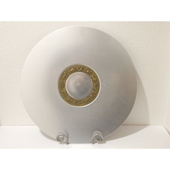 1930s Kensington Art Deco Aluminum and Brass Zodiac Platter by Lurelle Guild - Picture 3 of 13